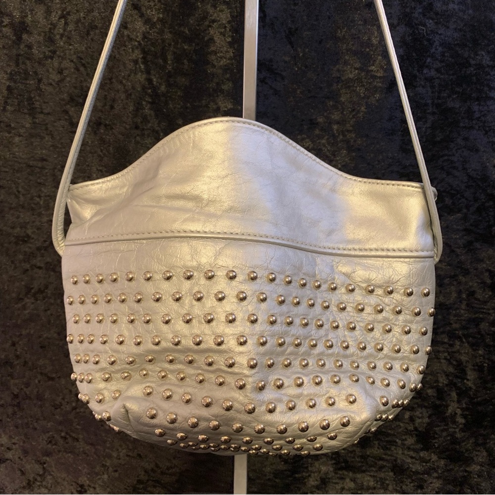 Silver, leather purse